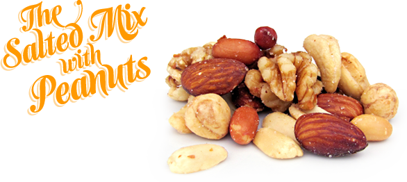 Mixed nuts salted with peanuts